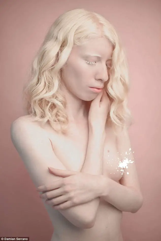 3d zbrush model with albino and pink and blue skin