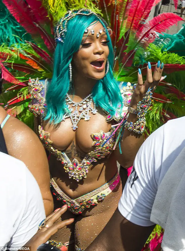Rihanna Shows Off Her Sensational Figure In Revealing Bejeweled Bikini At Crop Over Festival In Barbados