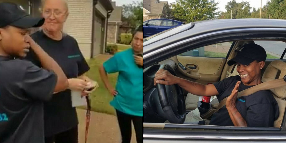 Emotional Moment Woman Who Spends Six HOURS Walking And Riding A Bus To Work Is Gifted With A Car By Her Co-Workers