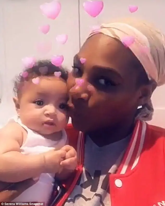 Serena Williams Sweetly Kisses Daughter Alexis As They Play With Snapchat Filters