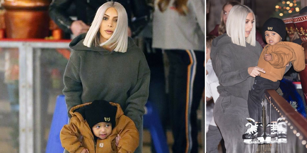 Kim Kardashian Hits The Ice Rink With Son Saint, Daughter North and Sister Kourtney