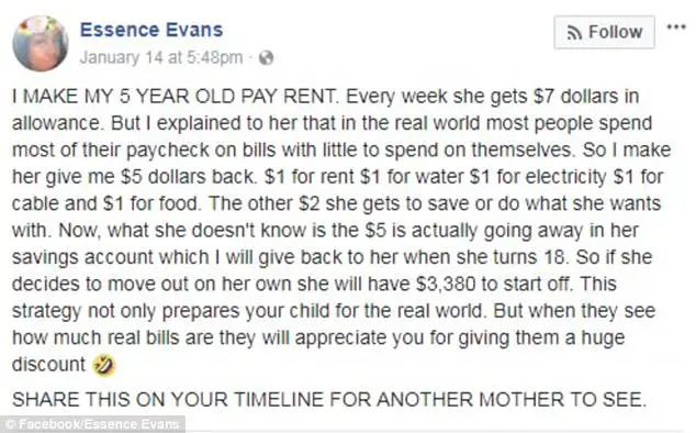 Mother Reveals She Charges Her Five-Year-Old Daughter Rent To Teach Her The Value Of Money