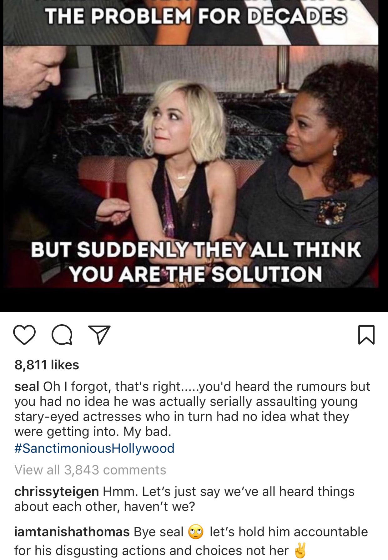 Seal Slams Oprah For 'Ignoring Rumors' Against Harvey Weinstein And Says She's An Example Of 'Sanctimonious Hollywood'