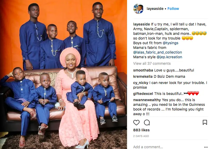 Nigerian Parents Photo Shoot With Their Eight Sons And Two Daughters Wins The Internet