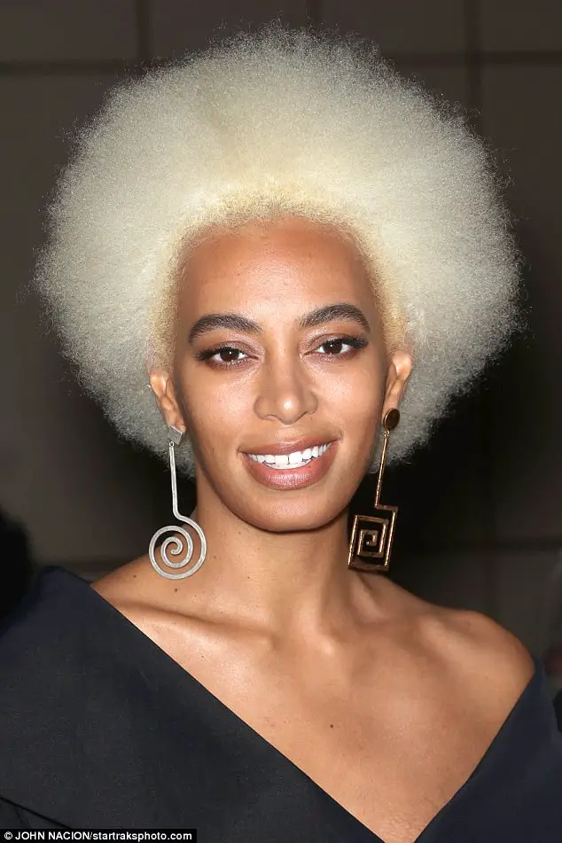 Solange Knowles Sports Platinum Blonde Afro At NYC Event