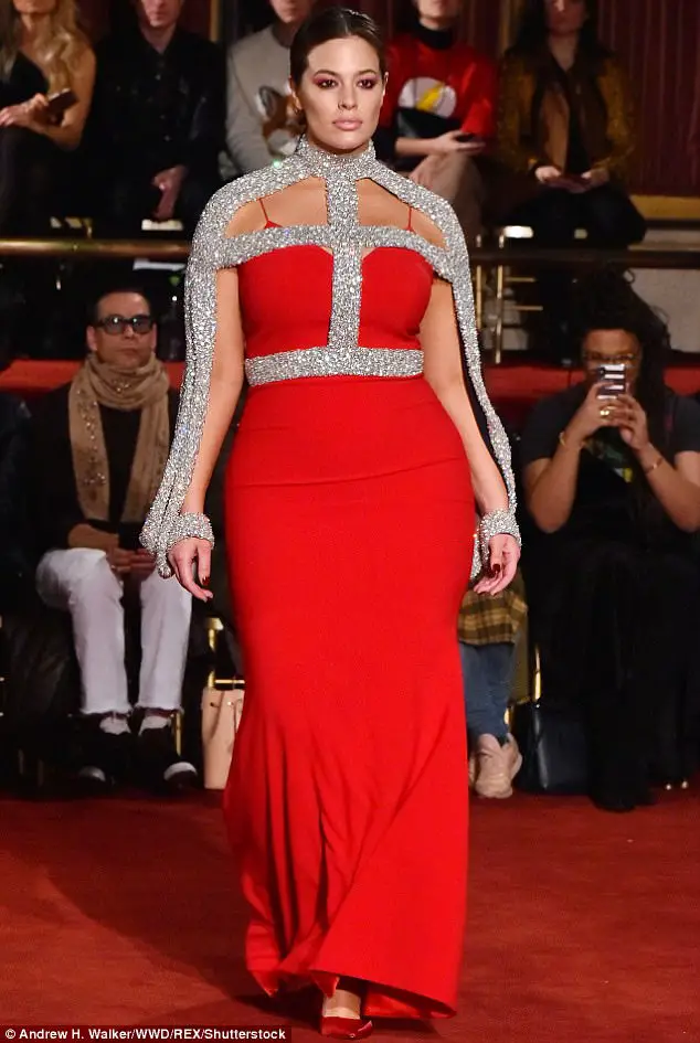Ashley Graham Looks Knockout In Red Dress At Christian Siriano Show In NYC