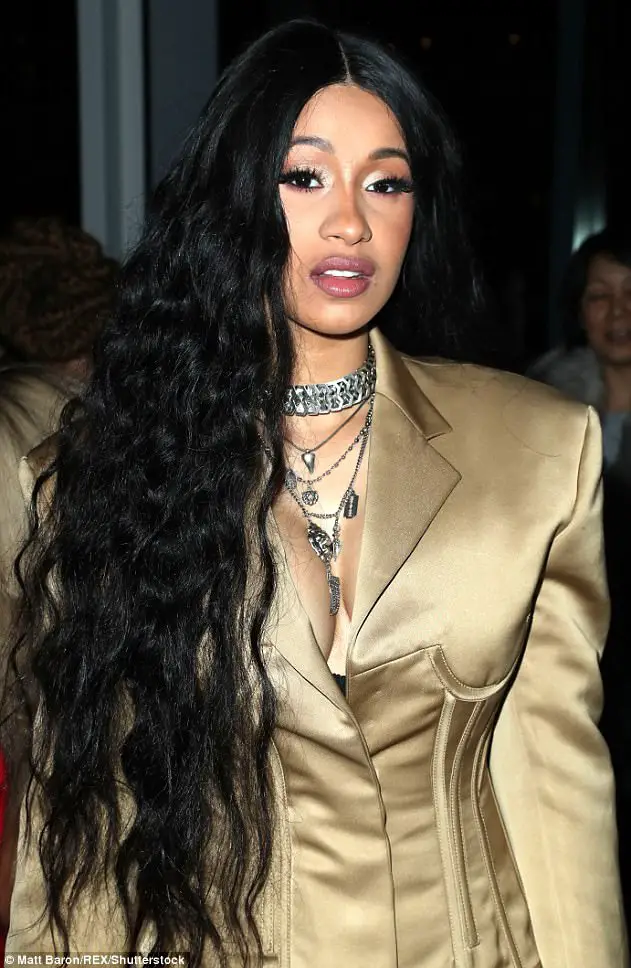Cardi B Is Stunning In A Gold Overcoat Next To Fiancé Offset At Prabal Gurung NYFW Show