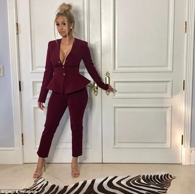Cardi B Flaunts Her Figure In Red Pantsuit - Amid Rumors She's Expecting Her First Child
