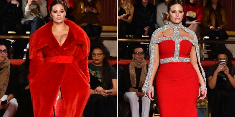 Ashley Graham Looks Knockout In Red Dress At Christian Siriano Show In NYC