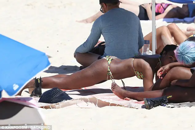 Kelly Rowland Rocks A Pair Of Fishtail Braids As She Has A Blast In A Bikini And Tiny Shorts At Bondi Beach