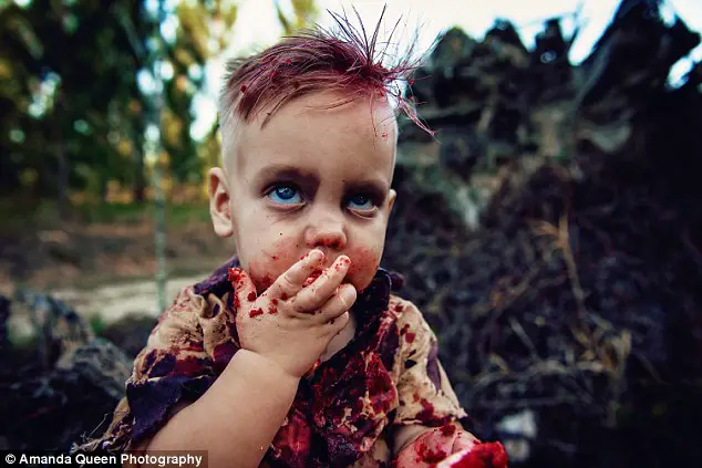 Mother Trolled For Having Zombie-Themed First Birthday Photoshoot For Her Son Showing Him Feasting On Bloody 'Brains' Cake