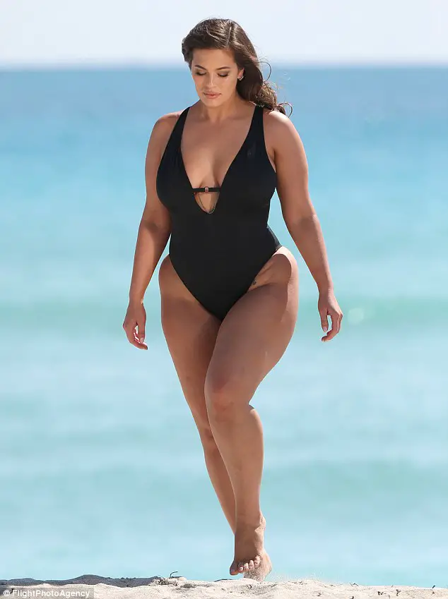 Ashley Graham Stuns In Studded Black Bikini From Her Swimsuit Range