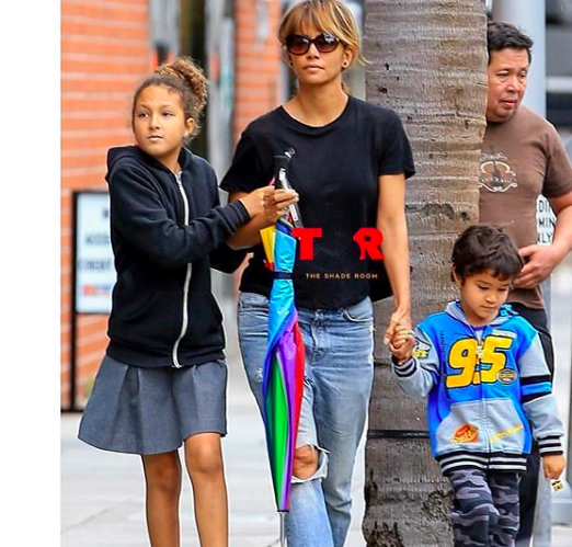 Halle Berry Holds Hands With Son Maceo, 4, And Daughter Nahla, 9, As ...