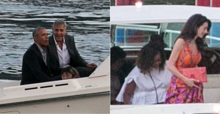 The Obamas Join The Clooneys Aboard A Boat On Lake Como, Near The Hollywood’s Star’s Italian Mansion