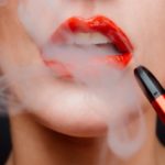 Woman smoking.
